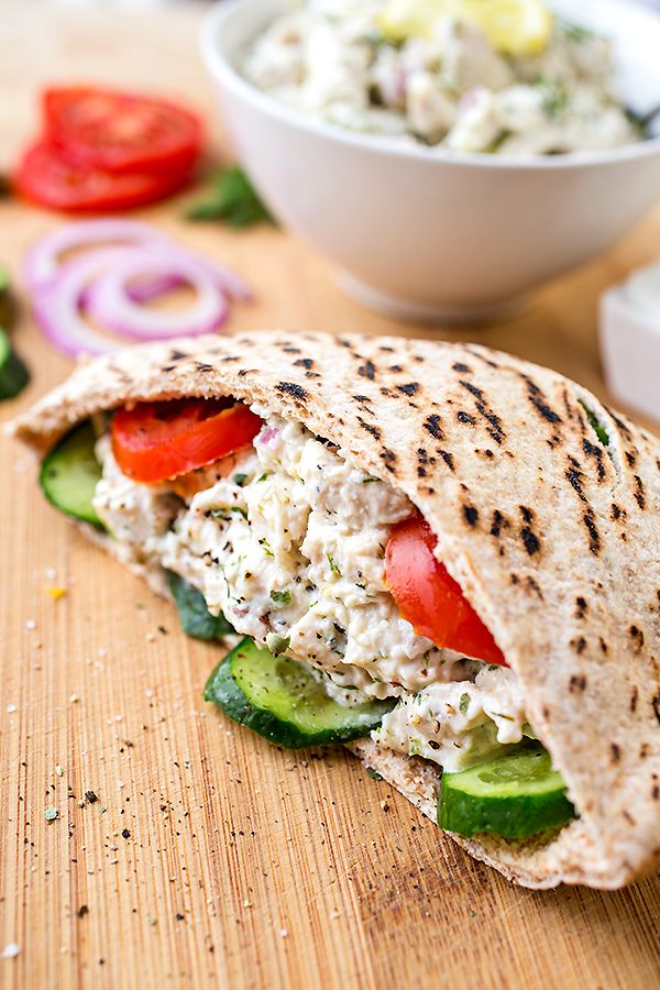 No-cook dinner recipes: Try this Lemon Chicken Salad in a pita or let it stand alone. Either way, yum. | The Cozy Apron