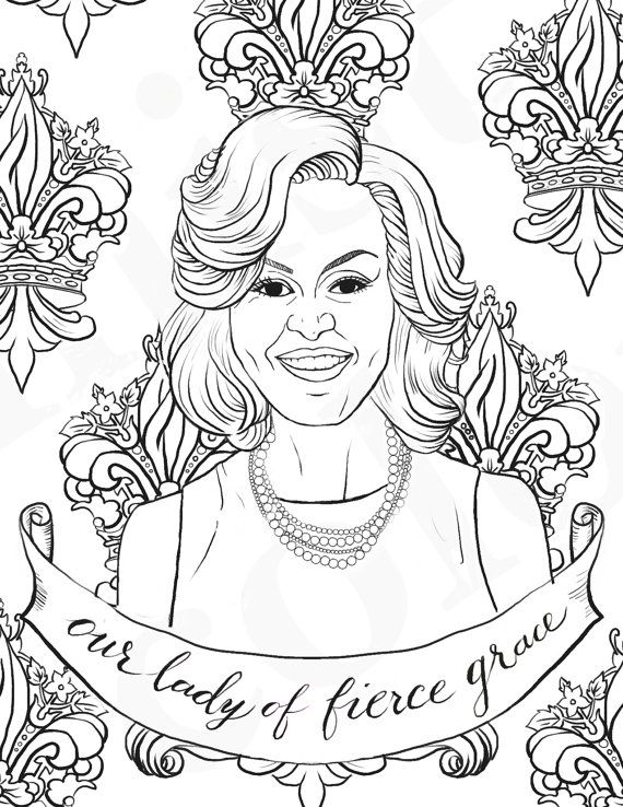 National Women's History Month coloring pages: Michelle Obama 