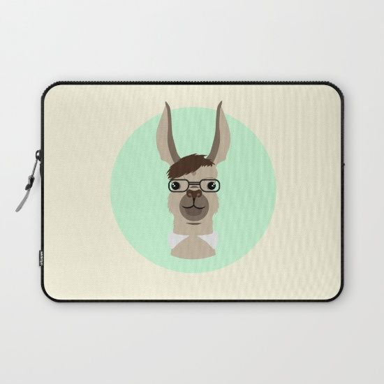 The handsome guy on this Mr. Llama laptop sleeve looks like he could be teaching his own class. Love the nerd glasses! | Society6