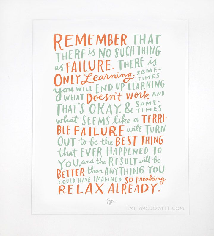 Inspirational art prints for grads: Thoughts On Failure Print from Emily McDowell Studio