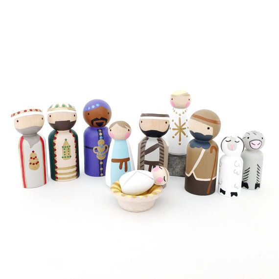 Nativity sets for kids: Peg dolls abound on Etsy, but this Peg Doll Nativity Set at Peg and Plum is by far my favorite this season. Just look at those sheep! 