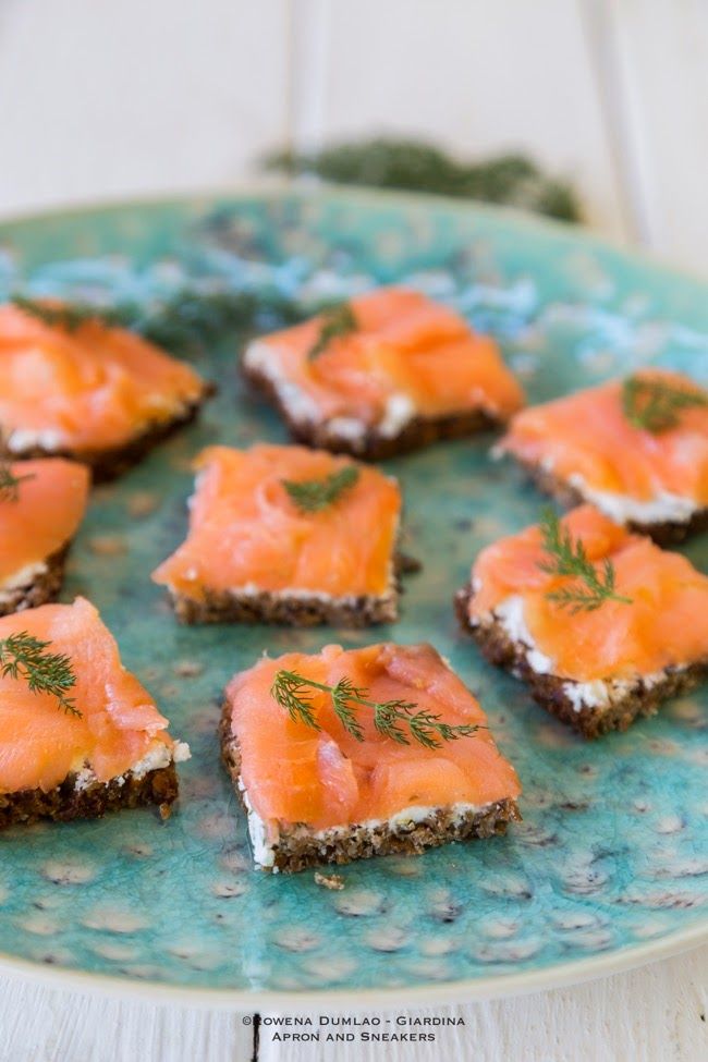 Mother's Day afternoon tea party recipes: Fennel Creamed Cheese and Smoked Salmon Pumpernickel Sandwiches at Apron and Sneakers 