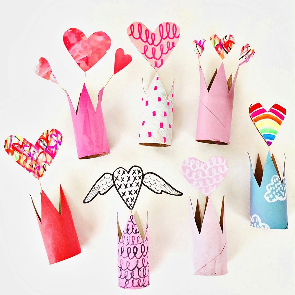 Easy Valentine's Day crafts for kids: These Recycled Valentine Paper Tube Crowns are cracking me up. | Hello, Wonderful!
