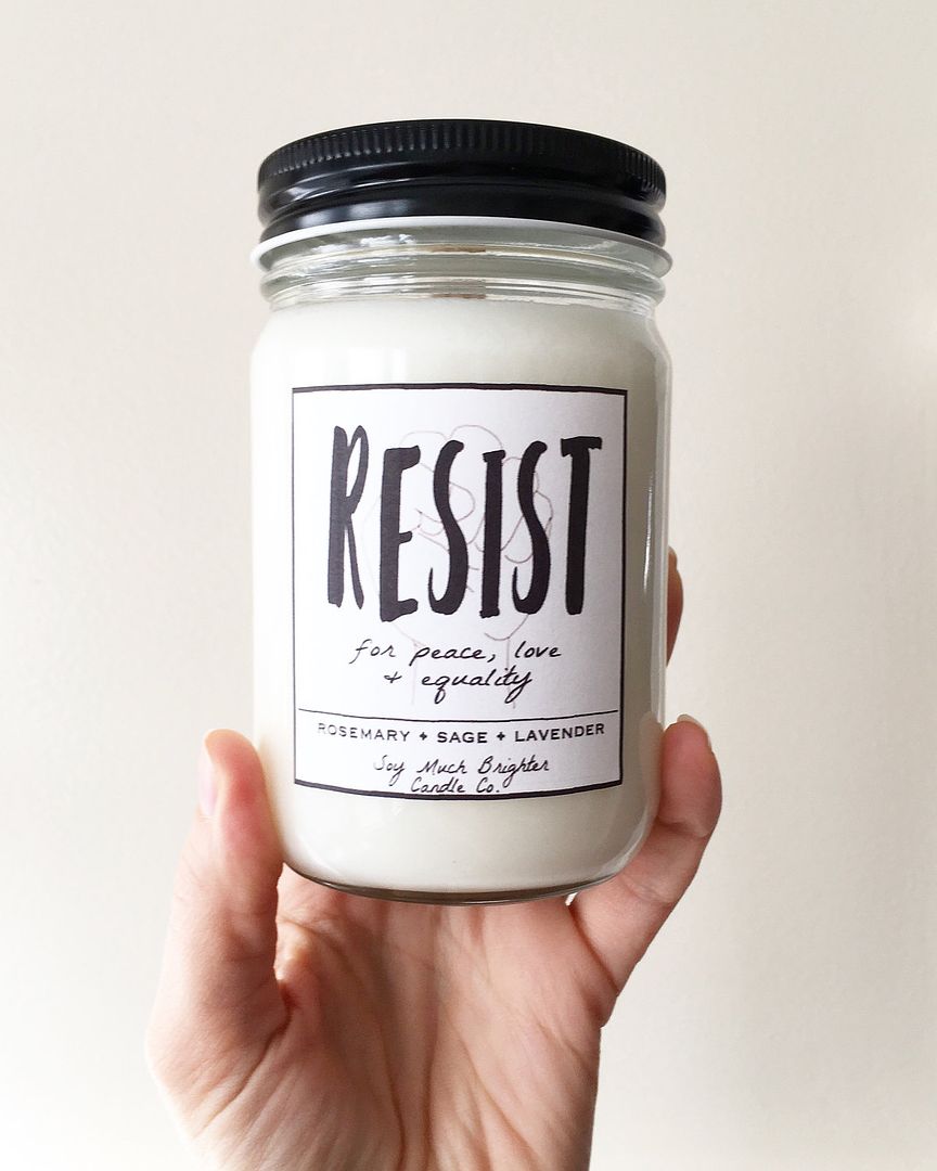 Feminist Mother's Day gifts: Resist Candle from Soy Much Brighter