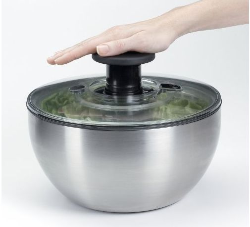 The OXO Steel Salad Spinner makes quick work of dirty greens. It's a no-brainer on our list of the best, must-have single-task kitchen gadgets | Cool Mom Eats
