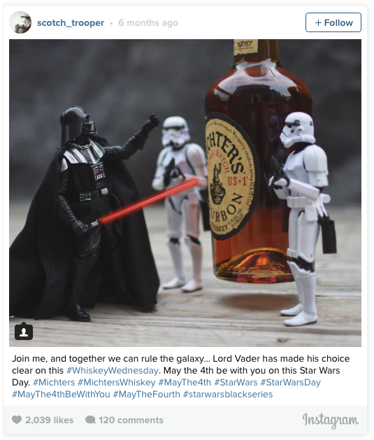 We're geeking out over the Scotch Trooper Instagram feed, which combines our loves of Star Wars and whiskey. 