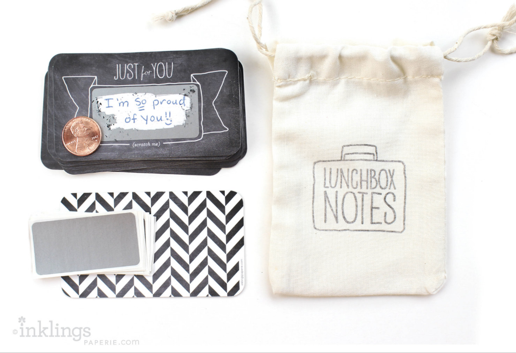 Take your lunch notes to the next level with these Scratch-off Lunch Notes from Inklings Paperie.