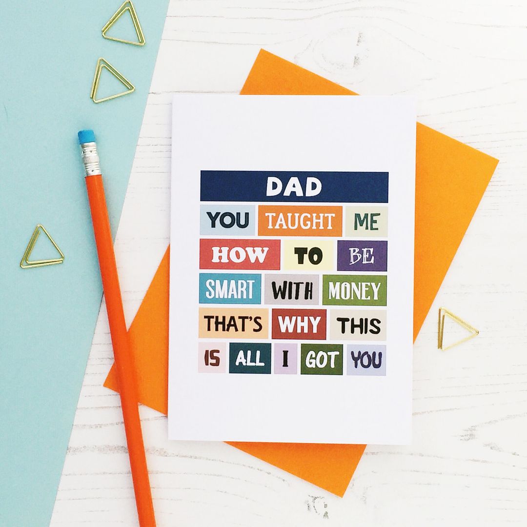 Funniest Father's Day cards: Smart With Money Father's Day Card | Six Eleven Creations