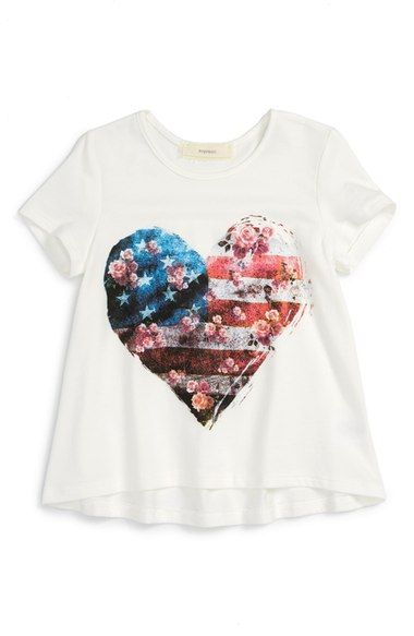 Cool American flag t-shirts for kids: Love this girls' tee which is both sweet, sentimental, and totally on trend