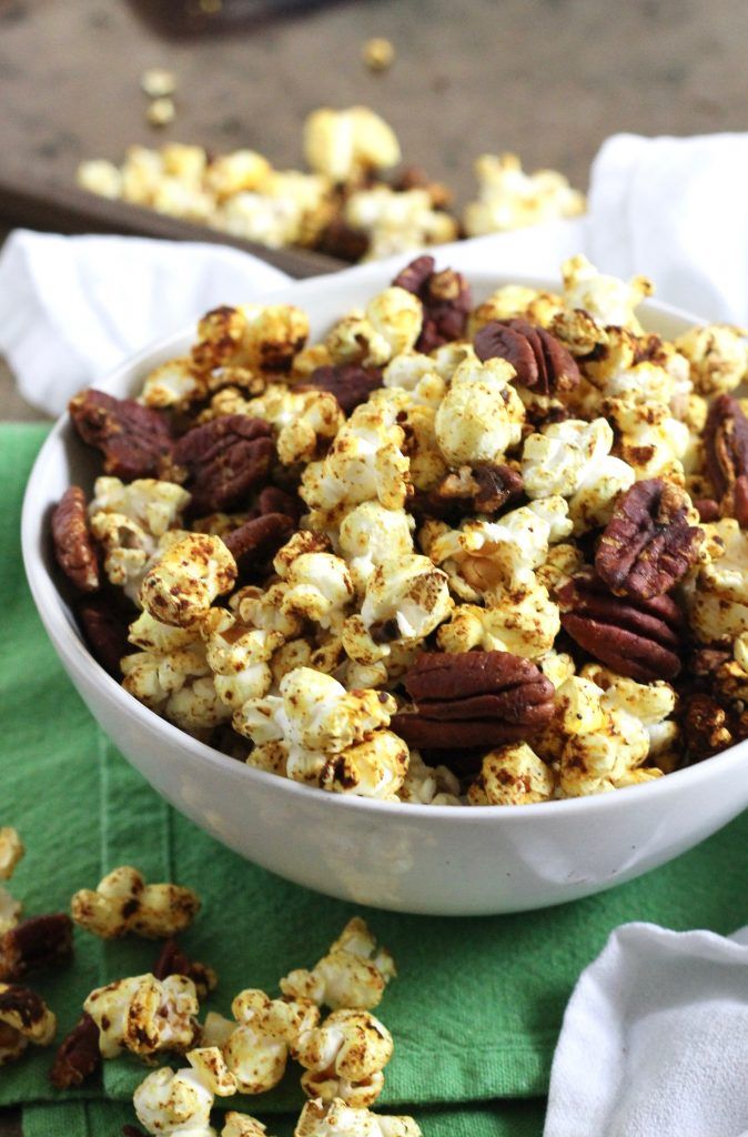 One-handed breastfeeding snacks: Love this take on an old favorite: Spiced Popcorn with Pecans at Little Chef, Big Appetite. Yum!