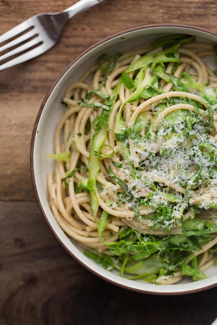 Unexpected veggie recipes: Spring Pasta with Shaved Asparagus at Naturally Ella