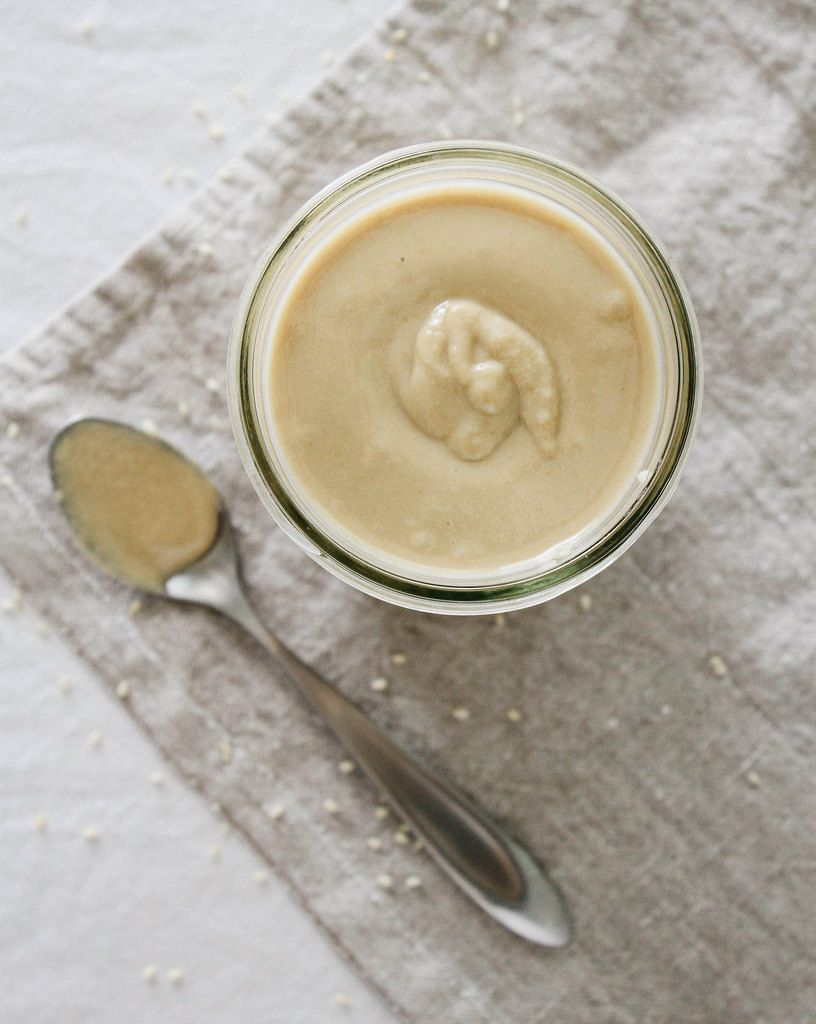 Nut-free spreads that make great peanut butter alternatives: Try this yummy Homemade Tahini in a healthy veggie wrap or as a sandwich spread. | Simple Veganista