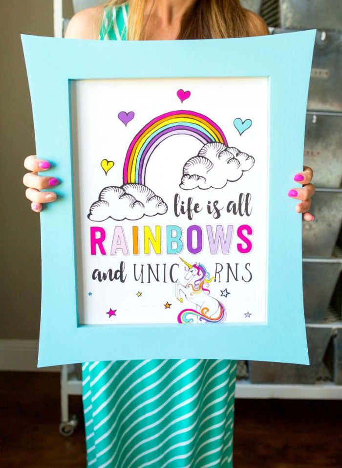 Unicorn birthday party ideas: Life is all Rainbows and Unicorns print by Modern Moments