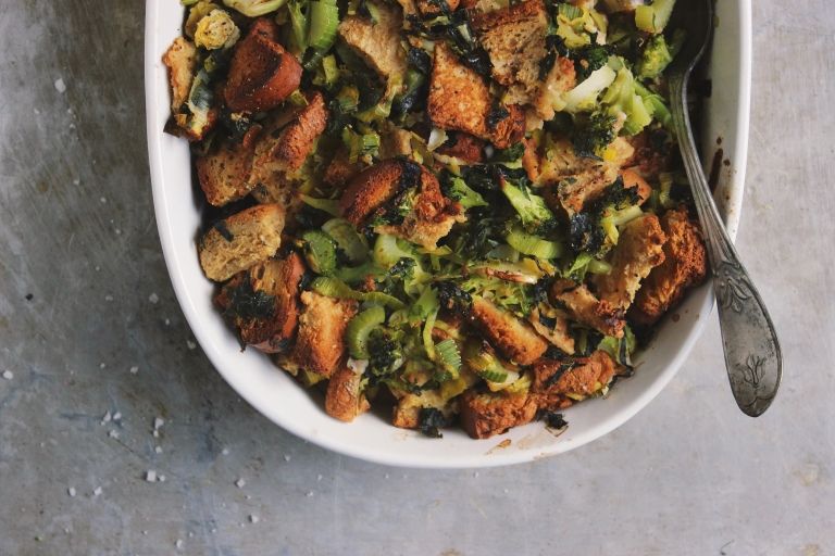 We love that this Super Veggie Sage Stuffing has great traditional flavor but is also packed with veggies | With Food and Love