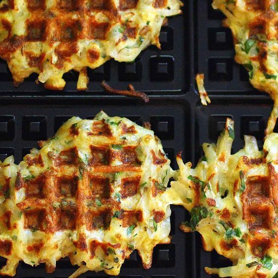 Hanukkah recipes: Want an easier latke? These Spring Greens Waffle Latkes make it SO simple. Thank you, Recipe Fiction!