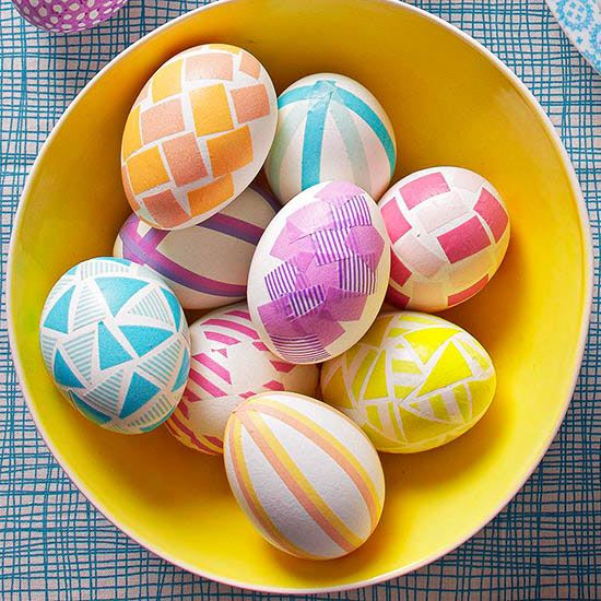 Easter egg decorating ideas: Washi tape Easter Eggs from Better Homes and Gardens