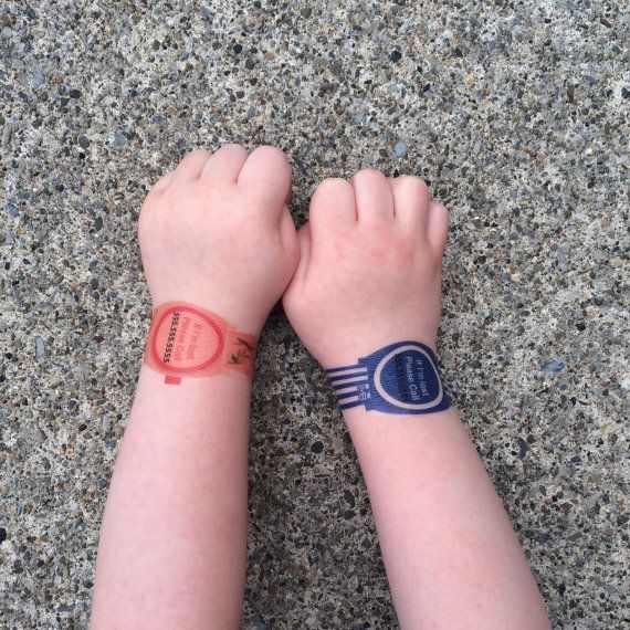 These emergency contact temporary tattoos from MadelinesBox look like cute little watches and come printed with your contact info