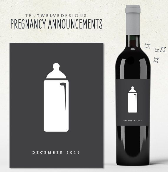 Pregnancy announcements: Share a toast with your favorite friends or sisters with this cool Pregnancy Announcement Wine Label from The Twelve Designs. 