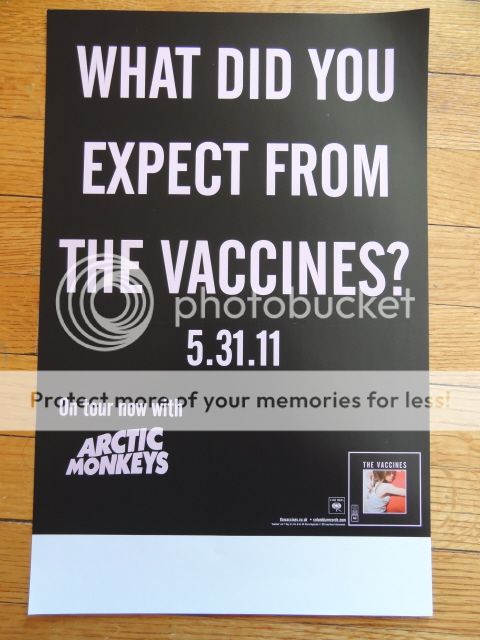 THE VACCINES / ARCTIC MONKEYS Promotional tour POSTER collectible 11 x 