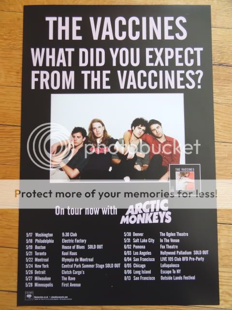 THE VACCINES / ARCTIC MONKEYS Promotional tour POSTER collectible 11 x 