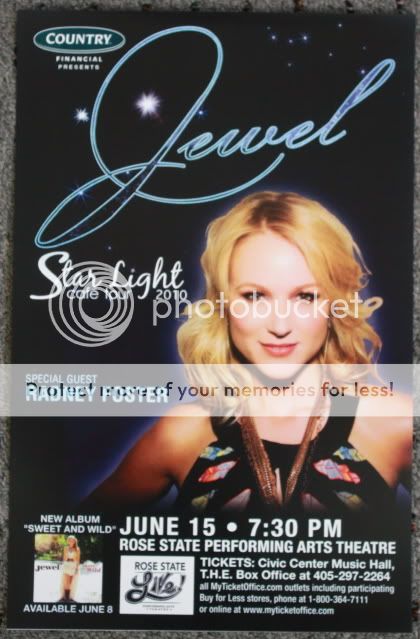 JEWEL promotional CONCERT POSTER radney foster country  