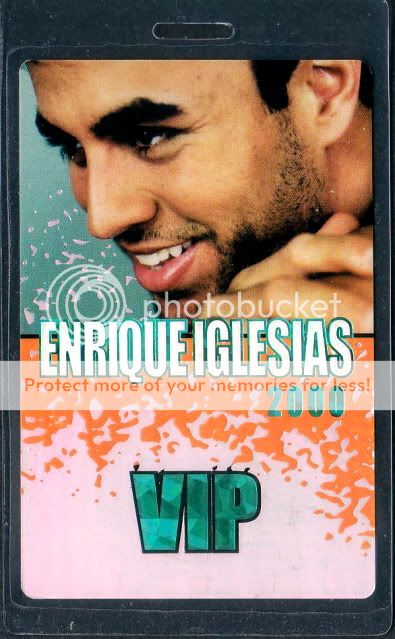 ENRIQUE IGLESIAS backstage pass tour Laminate VIP  