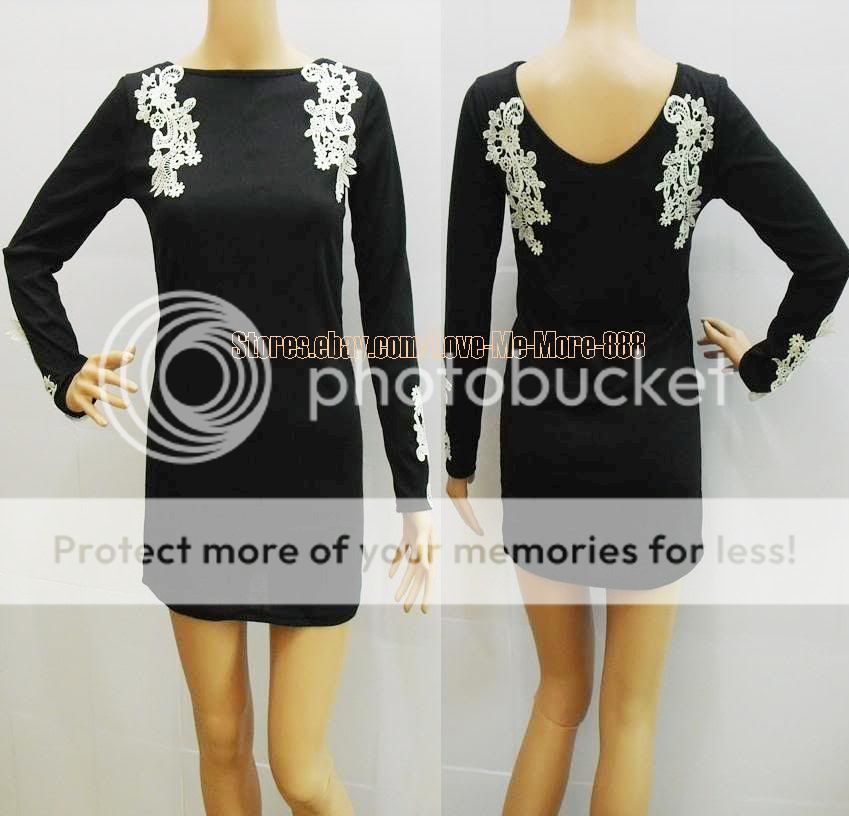 WOMENS BACK V white Lace trim Mini club dress Black S M  